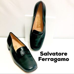 Salvatore Ferragamo Horse Bit Black Loafers US 6 B